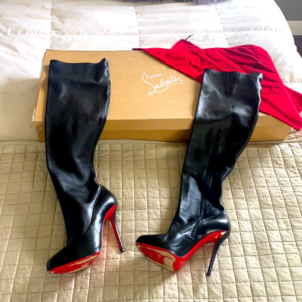 Black Christian Louboutin nappa leather boots